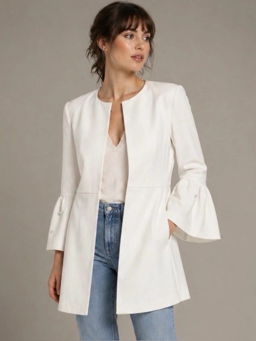Jad Paris Pearl Embellished Jacket Formal Wedding Guest Size S